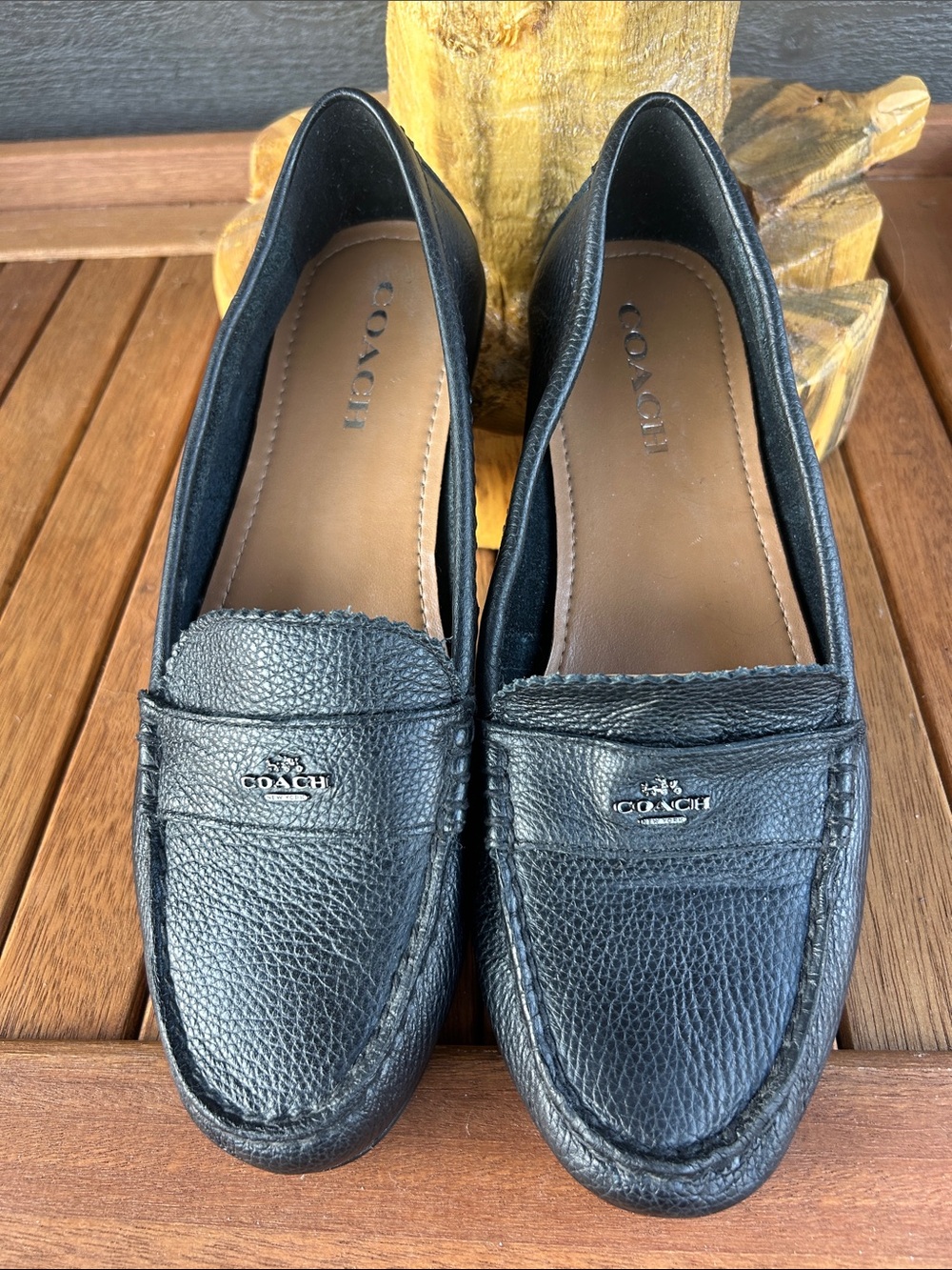 Coach Odette Women's Black Leather Penny Loafers NWOT
